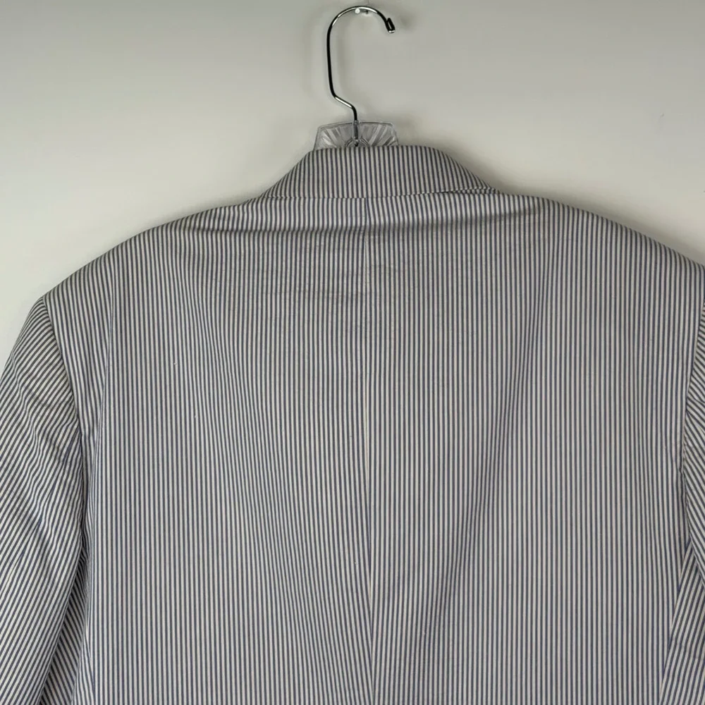 Zagato Seersucker Sport Coat Blazer Blue White Stripe Preppy Ivy 40R Mens
